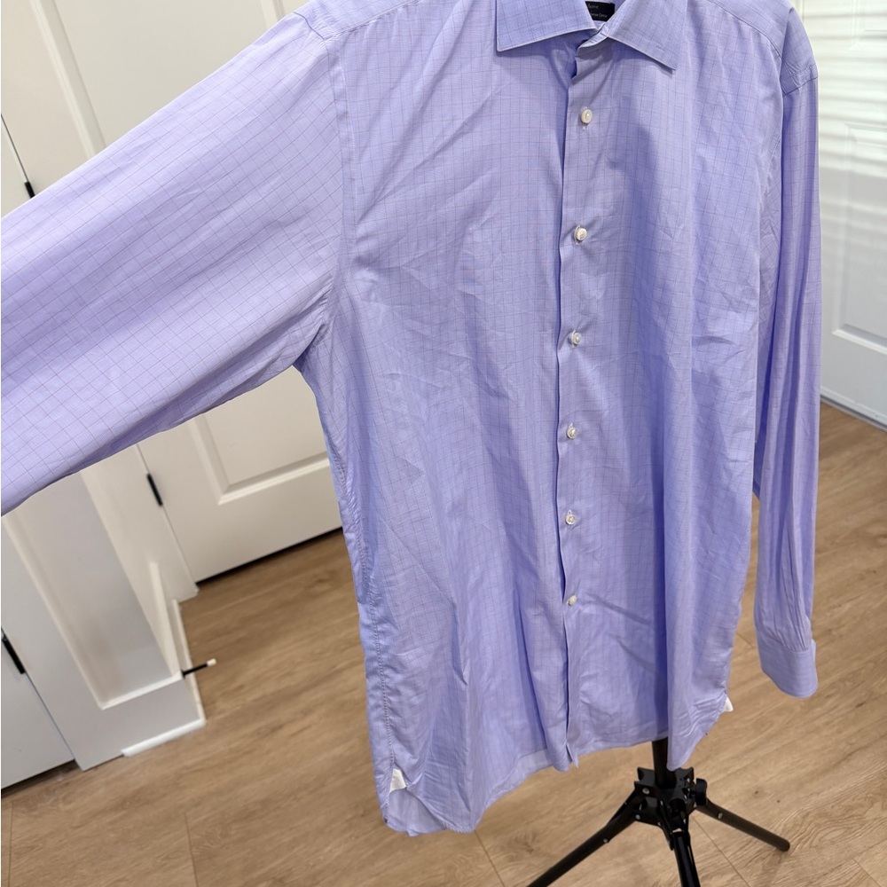 Canali Egyptian Cotton Windowpane Dress Shirt Size 42 - Picture 4 of 9